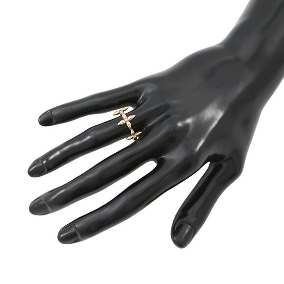 LOUIS VUITTON Louisette Signature Ring Size M Gold Plated/Rhinestone M1439M - Picture 4 of 6